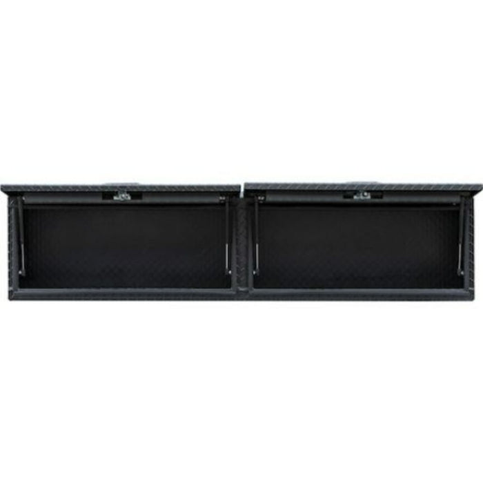 Buyers Products 16x13x72 Textured Matte Black Diamond Tread Aluminum Top Mount Truck Box with Flip-Up Door Model 1722351