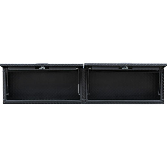 Buyers Products 18x16x90 Textured Matte Black Diamond Tread Aluminum Top Mount Truck Box with Flip-Up Door 1722365