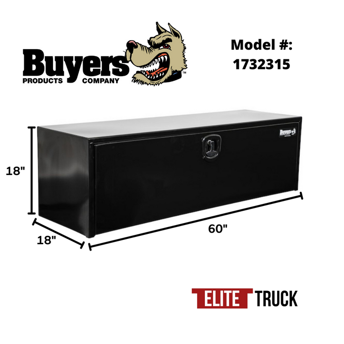 Buyers Products 18x18x60 Inch Black Steel Underbody Truck Box With 3-Point Latch 1732315