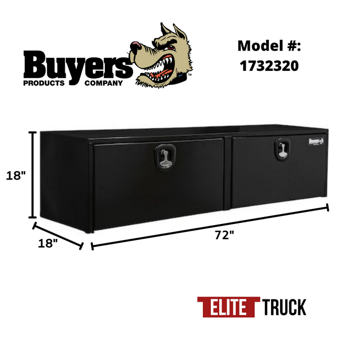 Buyers Products 18x18x72 Inch Black Steel Underbody Truck Box With 3-Point Latch 1732320