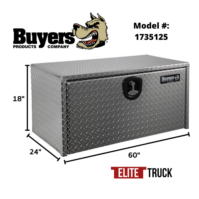 Buyers Products 18x24x60 Inch Diamond Tread Aluminum Underbody Truck Box with 3-Pt. Latch 1735125