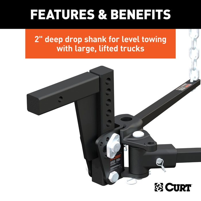 CURT Deep Drop Trunnion Weight Distribution Hitch, Up to 10K, 2-Inch Shank Model 17352