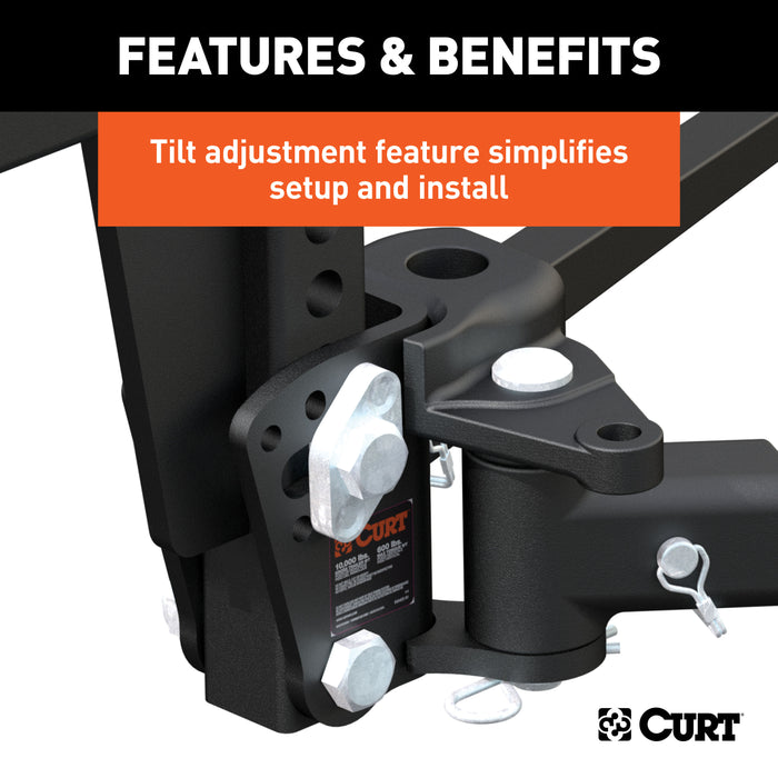 CURT Deep Drop Trunnion Weight Distribution Hitch, Up to 10K, 2-Inch Shank Model 17352