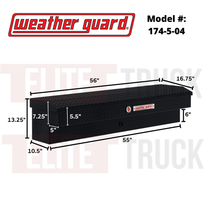 Weather Guard Side Mount Tool Box Gloss Black Aluminum 56X17X13 Model 174-5-04