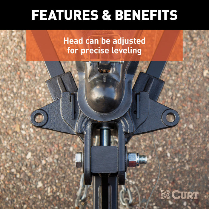 CURT Short Trunnion Bar Weight Distribution Hitch with Sway Control, Up to 15K, 2-In Shank, 2-5/16-Inch Ball Model 17422