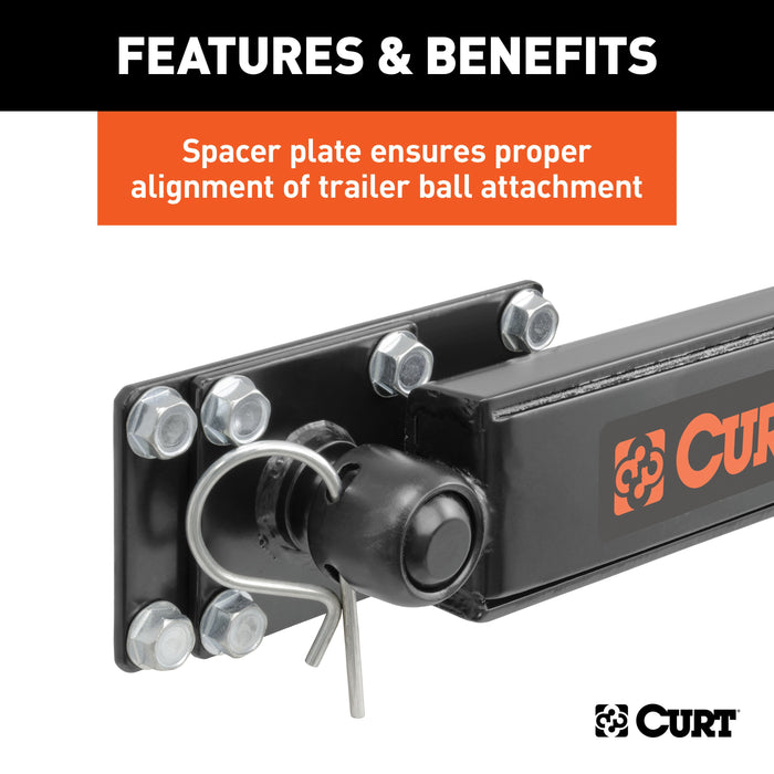 CURT Short Trunnion Bar Weight Distribution Hitch with Sway Control, Up to 15K, 2-In Shank, 2-5/16-Inch Ball Model 17422