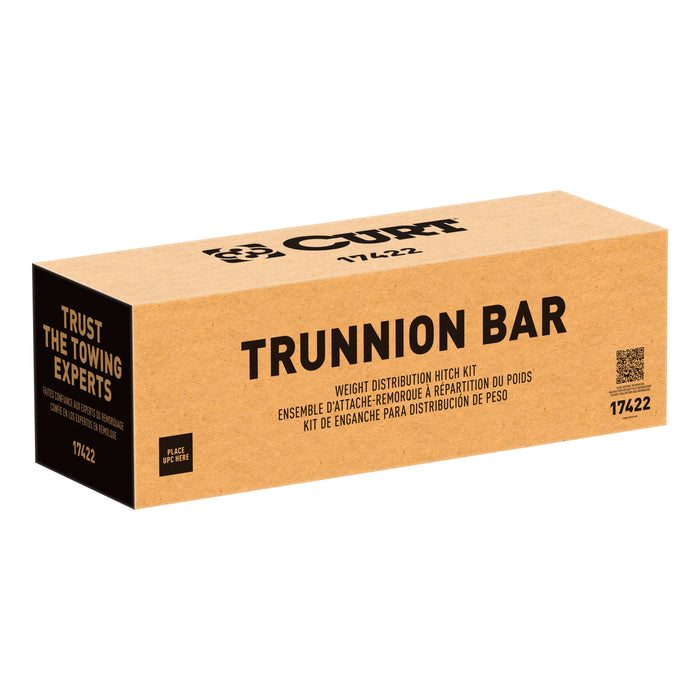 CURT Short Trunnion Bar Weight Distribution Hitch with Sway Control, Up to 15K, 2-In Shank, 2-5/16-Inch Ball Model 17422