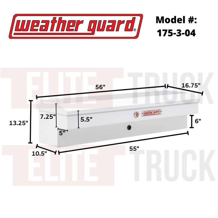 Weather Guard Side Mount Tool Box White Steel 56X17X13 Model # 175-3-04