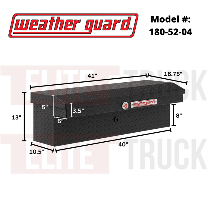 Weather Guard Side Mount Tool Box Low Profile Textured Matte Black Aluminum  41X17X13 Model # 180-52-03