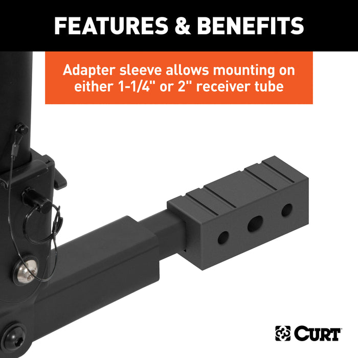 CURT Trailer Hitch Bike Rack Mount, Fits 1-1/4, 2-Inch Receiver, 2 Bicycles Model 18021