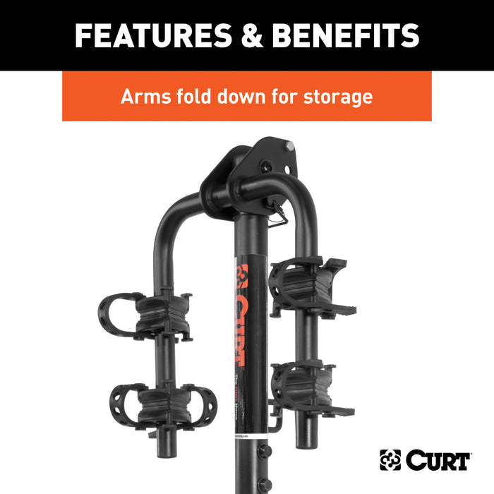 CURT Trailer Hitch Bike Rack Mount, Fits 1-1/4, 2-Inch Receiver, 2 Bicycles Model 18021