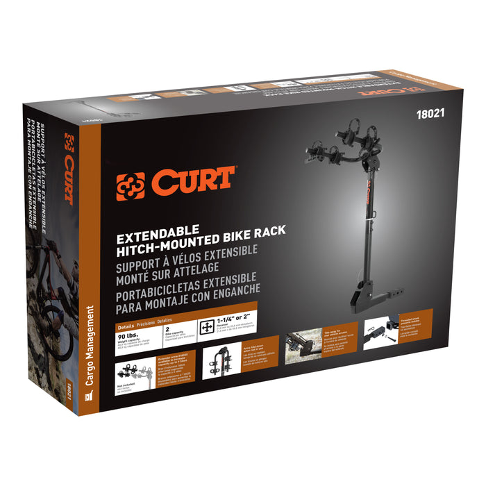 CURT Trailer Hitch Bike Rack Mount, Fits 1-1/4, 2-Inch Receiver, 2 Bicycles Model 18021