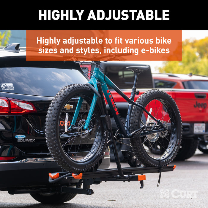 CURT Aluminum Tray-Style Platform Bike Rack Hitch Mount, Fits 2-Inch Receiver, 2 Bicycles Model 18088