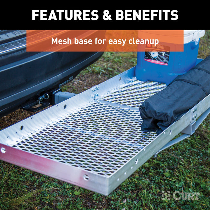 CURT 60 x 20-Inch Aluminum Tray Hitch Cargo Carrier, 500 lbs Capacity ...