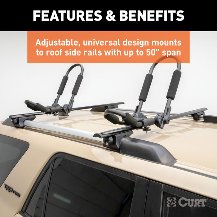 CURT Universal 53 3 8 Inch Black Aluminum Roof Rack Cross Bars 2 Pack Elite Truck