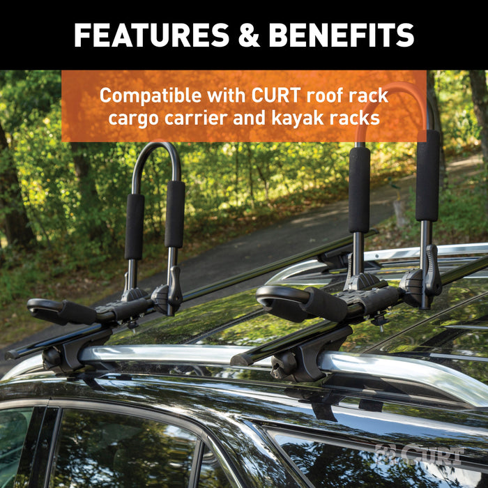 CURT Universal 53 3 8 Inch Black Aluminum Roof Rack Cross Bars 2