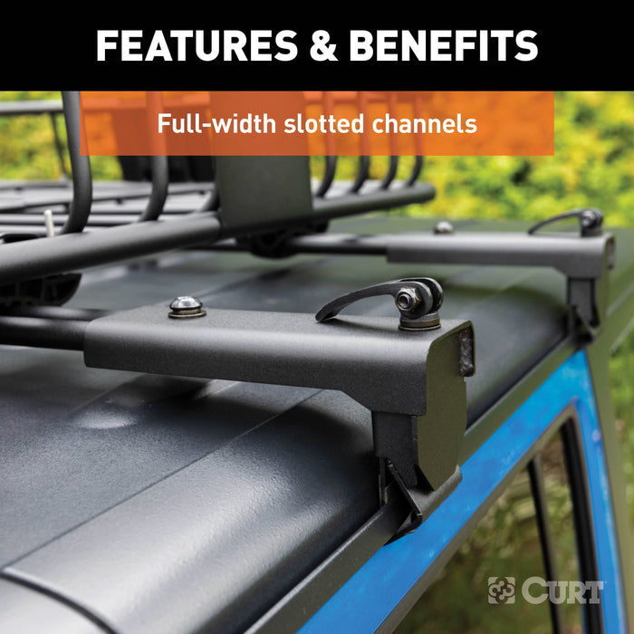 CURT Black Steel Quick-Release Roof Rack Crossbars, Fits Select Jeep Wrangler JL, Gladiator Model 18122