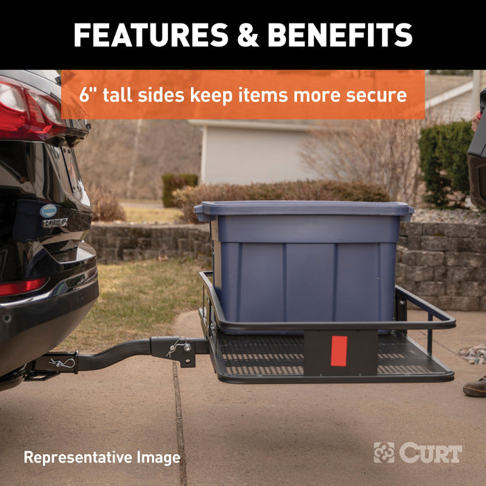 CURT 60 x 20-Inch Basket Hitch Cargo Carrier, 500 lbs Capacity, Black Steel, 2-In Fixed Shank Model 18150