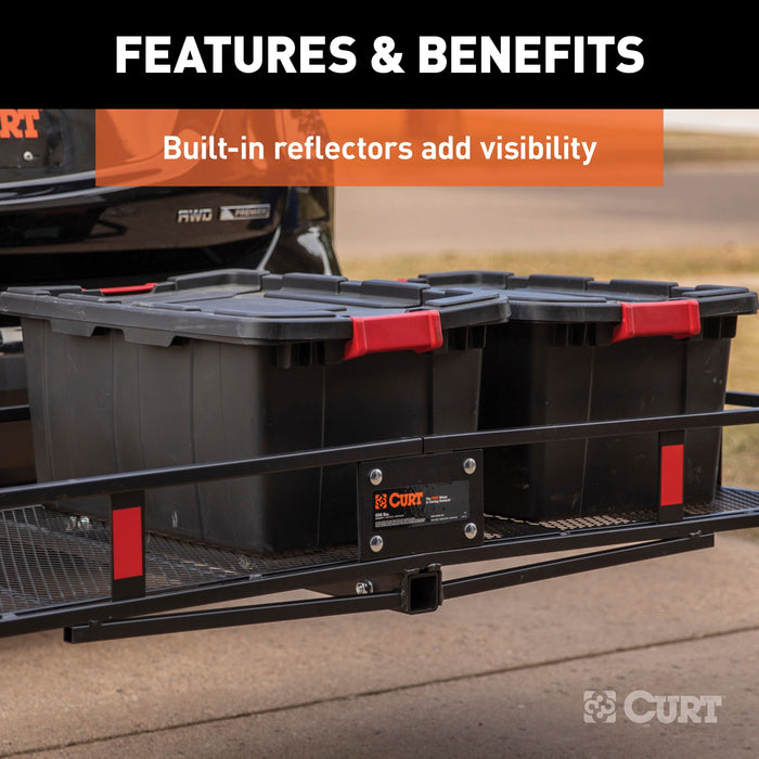 CURT 60 x 20-Inch Basket Hitch Cargo Carrier, 500 lbs Capacity, Black Steel, 2-In Fixed Shank Model 18150
