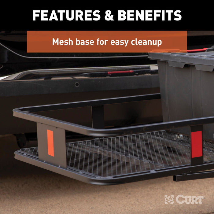 CURT 60 x 20-Inch Basket Hitch Cargo Carrier, 500 lbs Capacity, Black Steel, 2-In Fixed Shank Model 18150