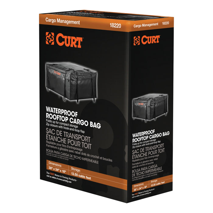 CURT 38 x 34 x 18-Inch Weather-Resistant Black Vinyl Cargo Bag for Roof Basket Model 18220