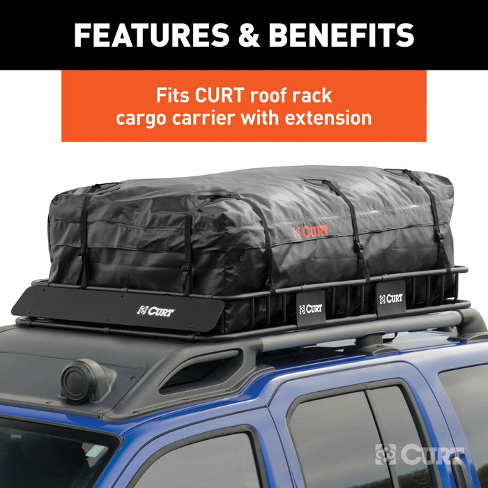 CURT 59 x 34 x 18-Inch Weather-Resistant Black Vinyl Roof Rack Cargo Bag for Roof Basket Model 18221