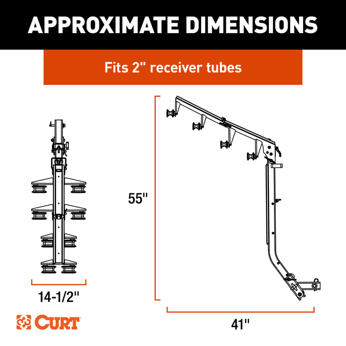 CURT ActiveLink Ultra Hitch-Mounted Bike Rack, 2 or 4 Bikes, 2" Shank Model 18412