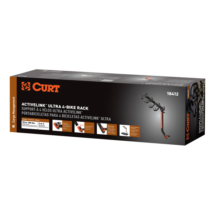 CURT ActiveLink Ultra Hitch-Mounted Bike Rack, 2 or 4 Bikes, 2" Shank Model 18412