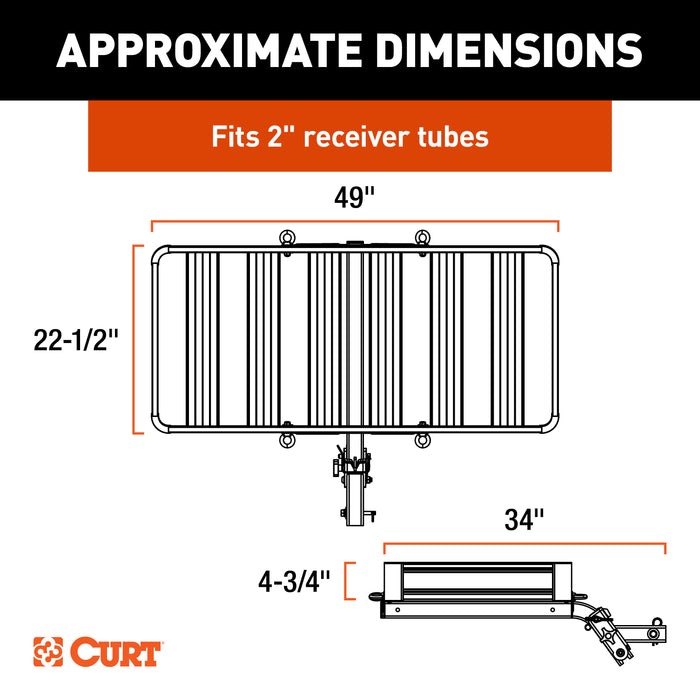 CURT ActiveLink 49" x 22" Aluminum Cargo Carrier, Fits 2" Receiver Model 18415