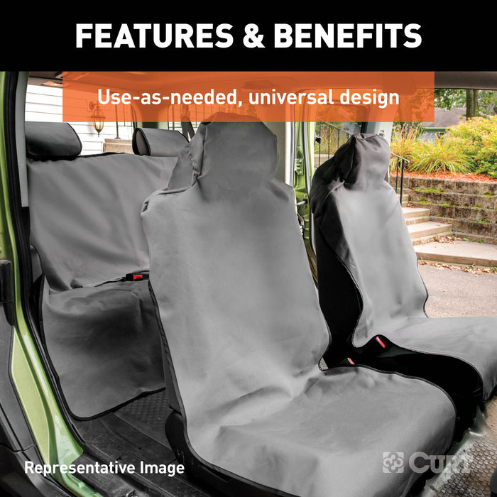 CURT Seat Defender 58-Inch x 23-Inch Grey Waterproof Universal Bucket Car Seat Cover Protector Model 18500