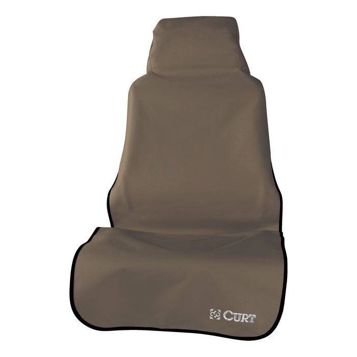 CURT Seat Defender 58-Inch x 23-Inch Brown Waterproof Universal Bucket Car Seat Cover Protector Model 18502