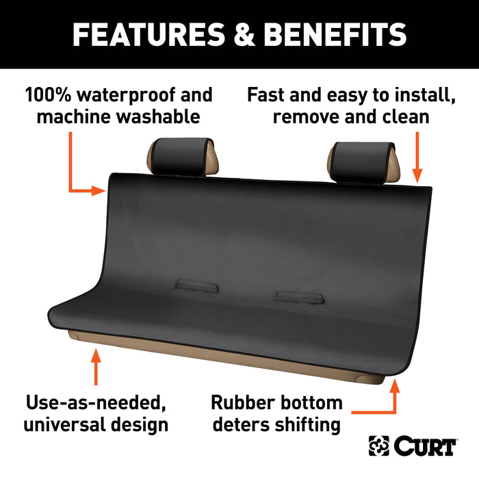 CURT Seat Defender 58-Inch x 63-Inch Black Waterproof Universal Extra-Large Bench Truck Seat Cover Protector Model 18521