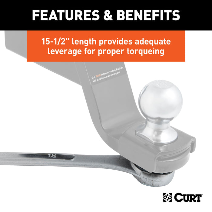 CURT Box End Wrench, 1-1/8, 1-1/2-Inch Openings, Torque Trailer Hitch Balls with 3/4 or 1-Inch Diameter Shank Model 20001
