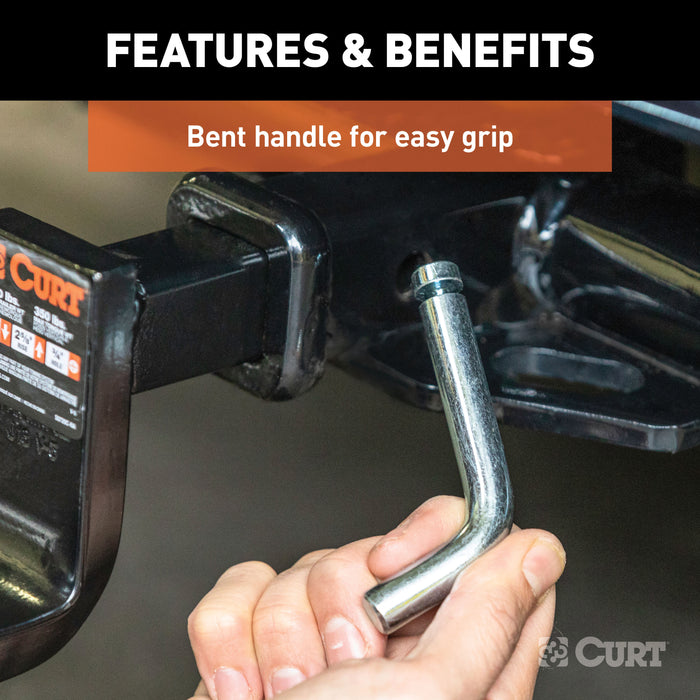 CURT Trailer Hitch Pin & Clip with Grooved Head, 1/2-Inch Diameter, Fits 1-1/4-Inch Receiver Model 21403