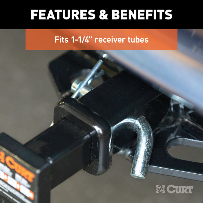 CURT Trailer Hitch Pin & Clip with Grooved Head, 1/2-Inch Diameter, Fits 1-1/4-Inch Receiver Model 21403