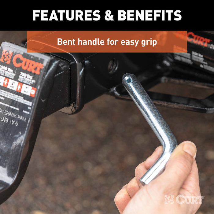 CURT Trailer Hitch Pin & Clip, 5/8-Inch Diameter, Fits 2 or 2-1/2-Inch Receiver Model 21580