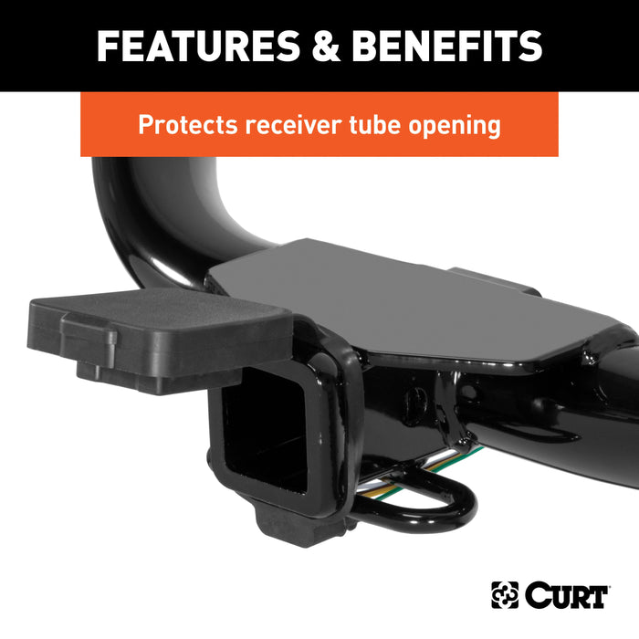 CURT Rubber Trailer Hitch Cover with 4-Way Flat Wiring Holder, Fits 2-Inch Receiver Model 21728