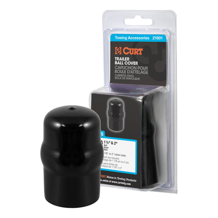 CURT Black Rubber Trailer Hitch Ball Cover, 1-7/8 or 2-Inch Diameter Model 21801
