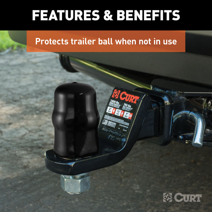 CURT Black Rubber Trailer Hitch Ball Cover, 1-7/8 or 2-Inch Diameter Model 21801