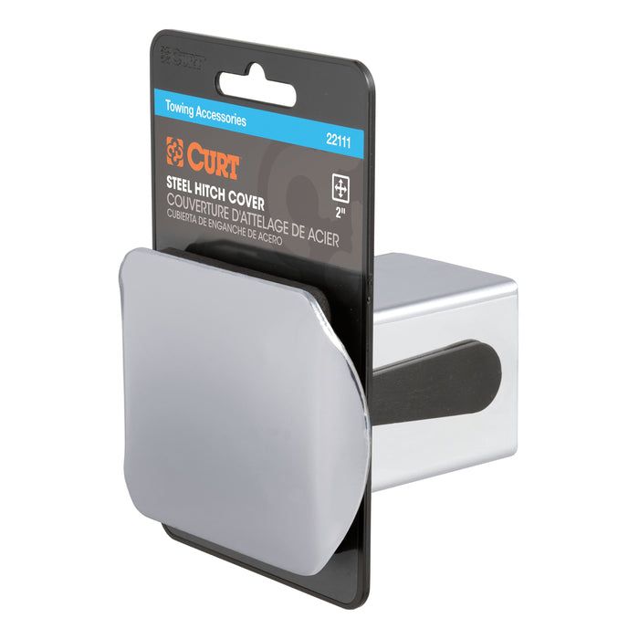 CURT Chrome Steel Trailer Hitch Cover, Fits 2-Inch Receiver Model 22111