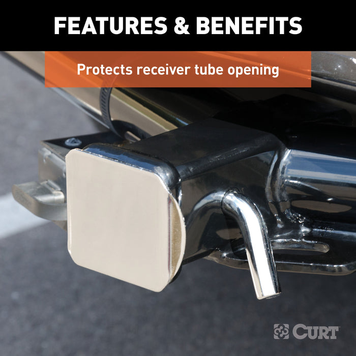 CURT Chrome Steel Trailer Hitch Cover, Fits 2-Inch Receiver Model 22111