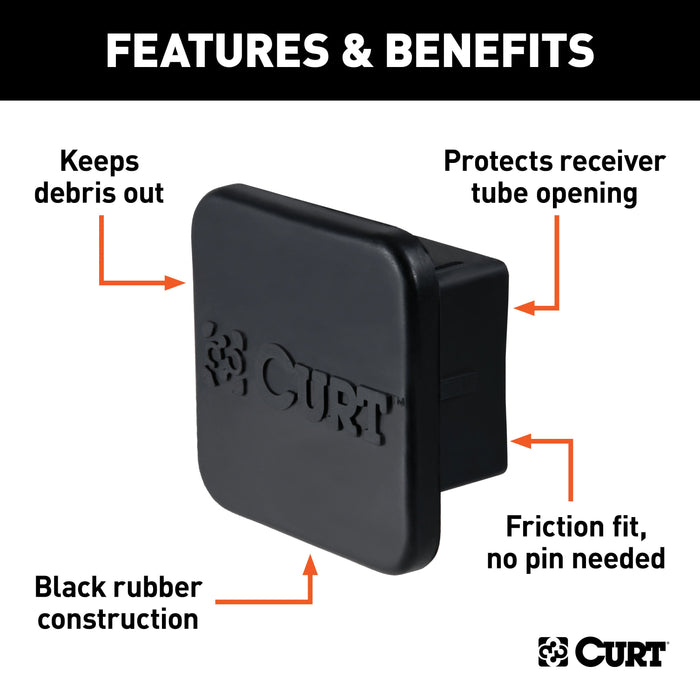 CURT Rubber Trailer Hitch Cover, Fits 2-Inch Receiver Model 22276