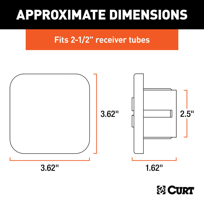 CURT Rubber Trailer Hitch Cover, Fits 2-1/2-Inch Receiver Model 22277