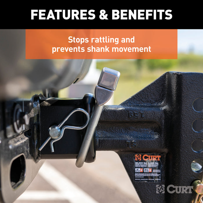 CURT No-Tool Anti-Rattle Hitch Clamp Tightener for 2-1/2-Inch Receiver, Hollow or Solid Shanks Model 22320