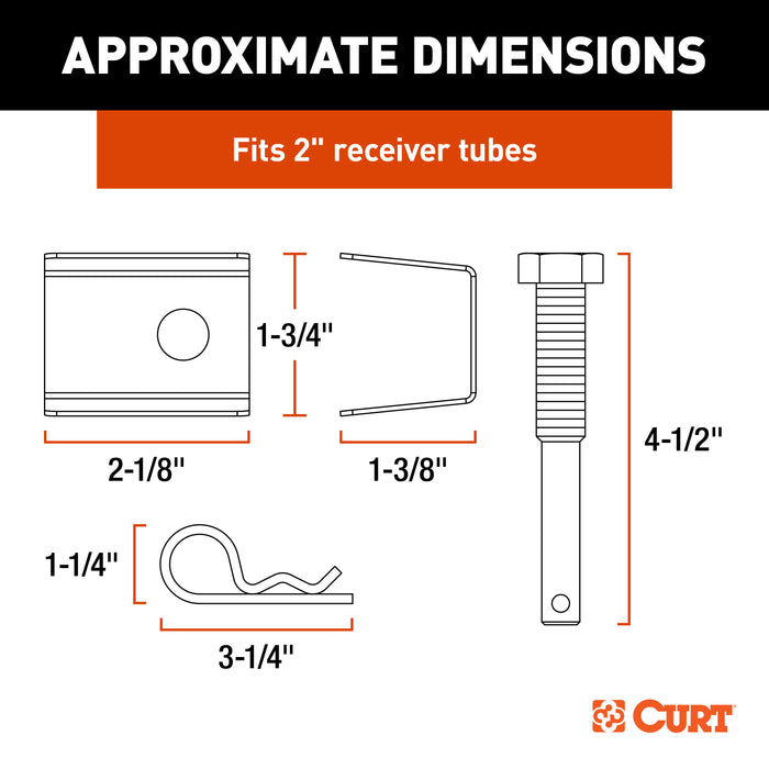 CURT Anti-Rattle Hitch Pin Shim Device, Fits 2-Inch Receiver, 5/8-In Hole Model 22323