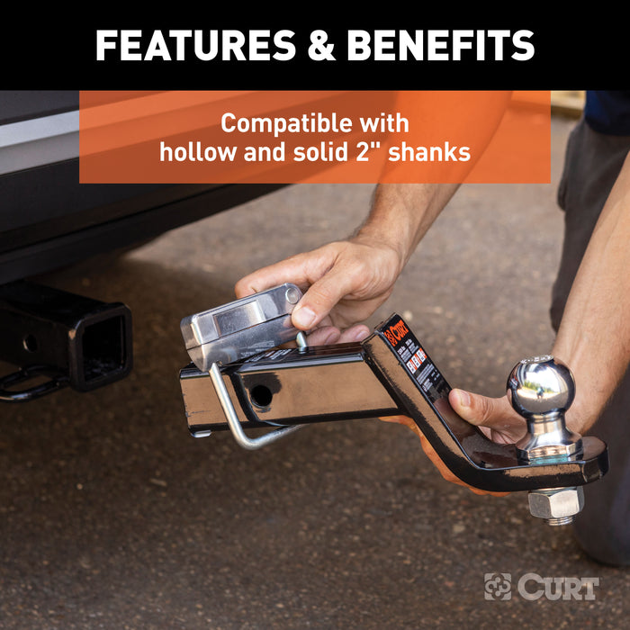 CURT No-Tool Anti-Rattle Hitch Clamp Tightener for 2-Inch Receiver, Hollow or Solid Shanks Model 22325