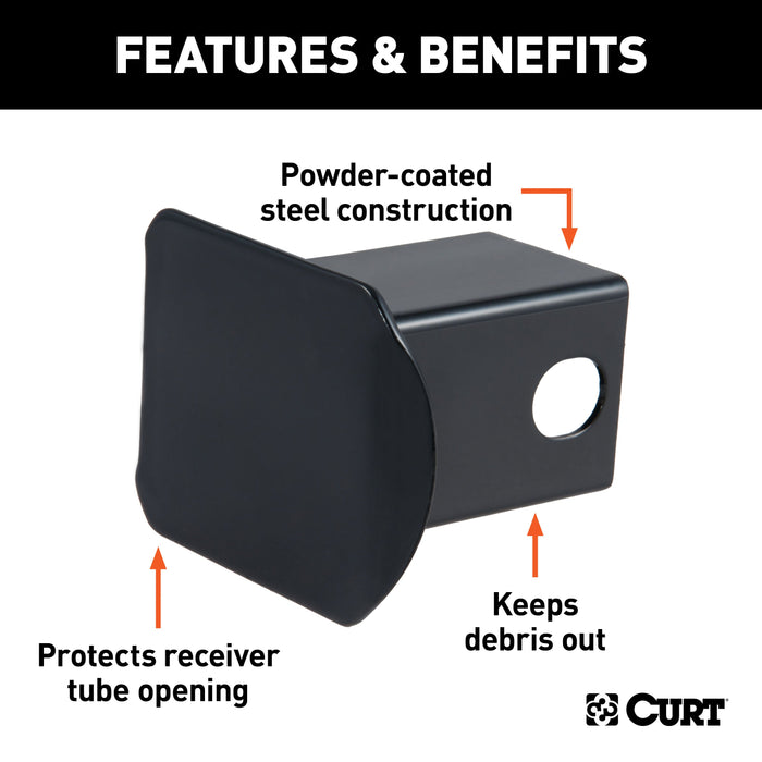 CURT Black Steel Trailer Hitch Cover, Fits 2-Inch Receiver Model 22751