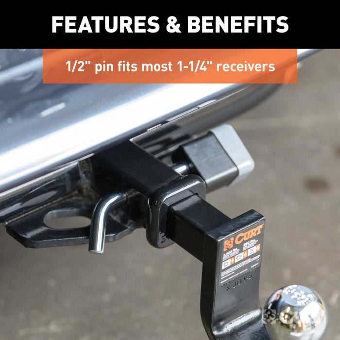 CURT Trailer Hitch Lock, 1/2-Inch Pin Diameter, Fits 1-1/4-Inch Receiver Model 23020