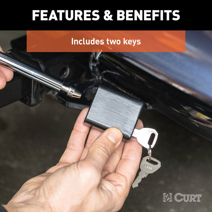 CURT Trailer Hitch Lock, 1/2-Inch Pin Diameter, Fits 1-1/4-Inch Receiver Model 23020