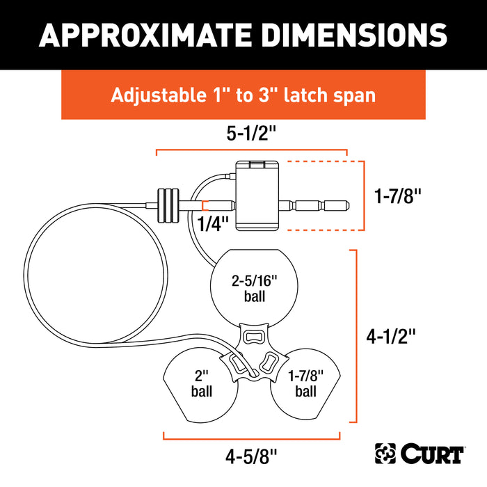 CURT Universal Tri-Ball Trailer Coupler Lock, Fits 1-7/8, 2, 2-5/16-Inch Model 23082